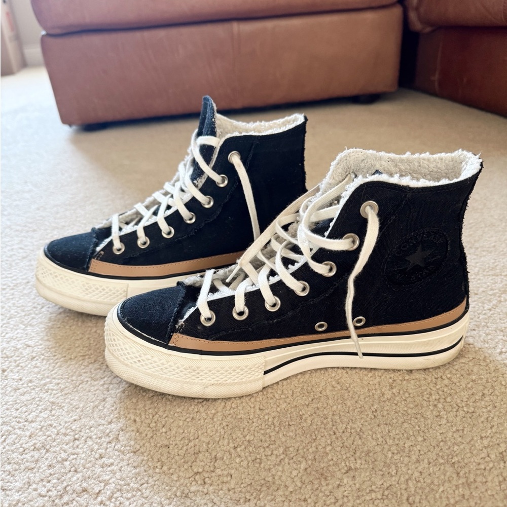 Sherpa-Lined Platform Converse
